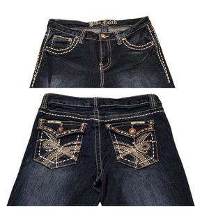 Blue Faith Rhinestone Jeans Size 6 Skinny Low Rise